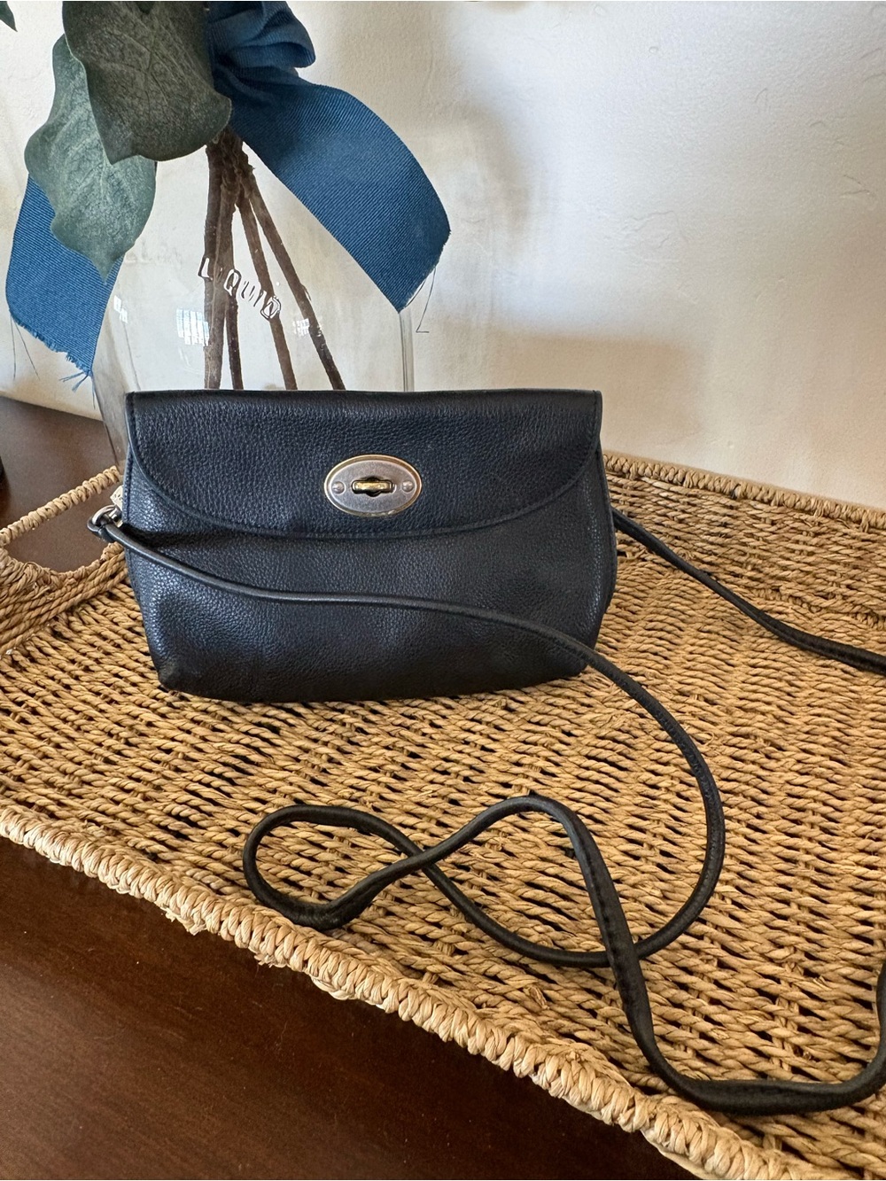 Fossil Black Leather Crossbody Bag